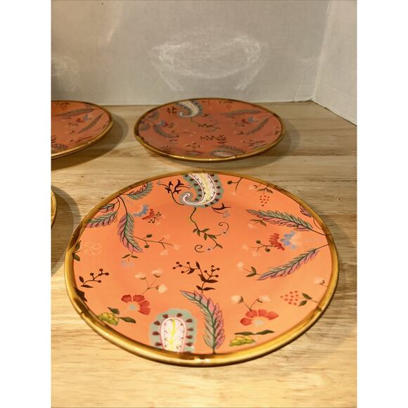 Set (4) Tracy Porter 9” Salad Plate Artesian Road Collection Hand Painted Orange - Picture 3 of 12